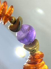 Genuine Natural Amber Stones Cognac Honey Color Beaded Necklace W/Other Stones