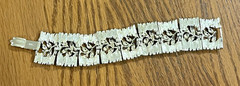 LISNER 7″ Silver Tone SEGMENTED Link BRACELET Brushed & Polished Leaf Vine BARK