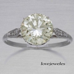 Lab-Created 3.20CT Round Cut Diamond Antique & Vintage Ring 14K White Gold Over