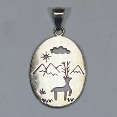 CARAVANTES CII MEXICO 925 Sterling Silver Wilderness Deer Cutout Scene Pendant K