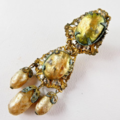 Vintage Miriam Haskell SINGLE EARRING Baroque Pearls Drop Dangle Tarnished READ
