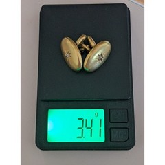 Vintage Unmarked 10k Yellow Gold Cuff Links with Tiny Starburst Accent Stones