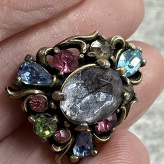 Hollycraft COPR 1950 Pastel Rhinestone Brooch Vintage Jewelry