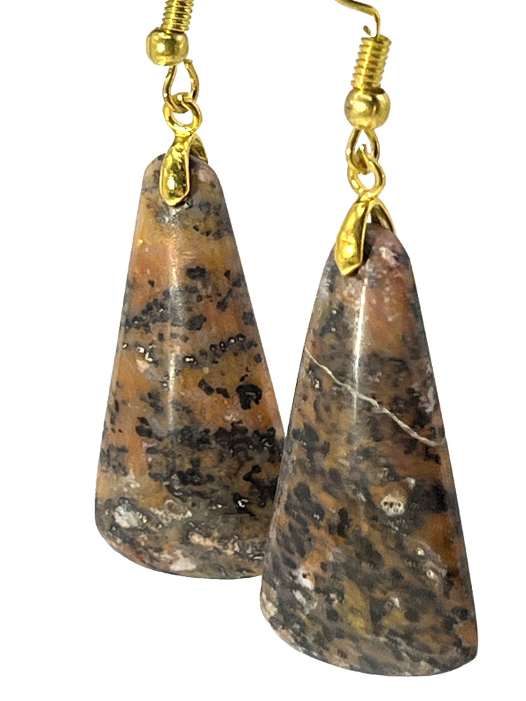 Cheetah Agate Gold French Wire Earrings lightweight!