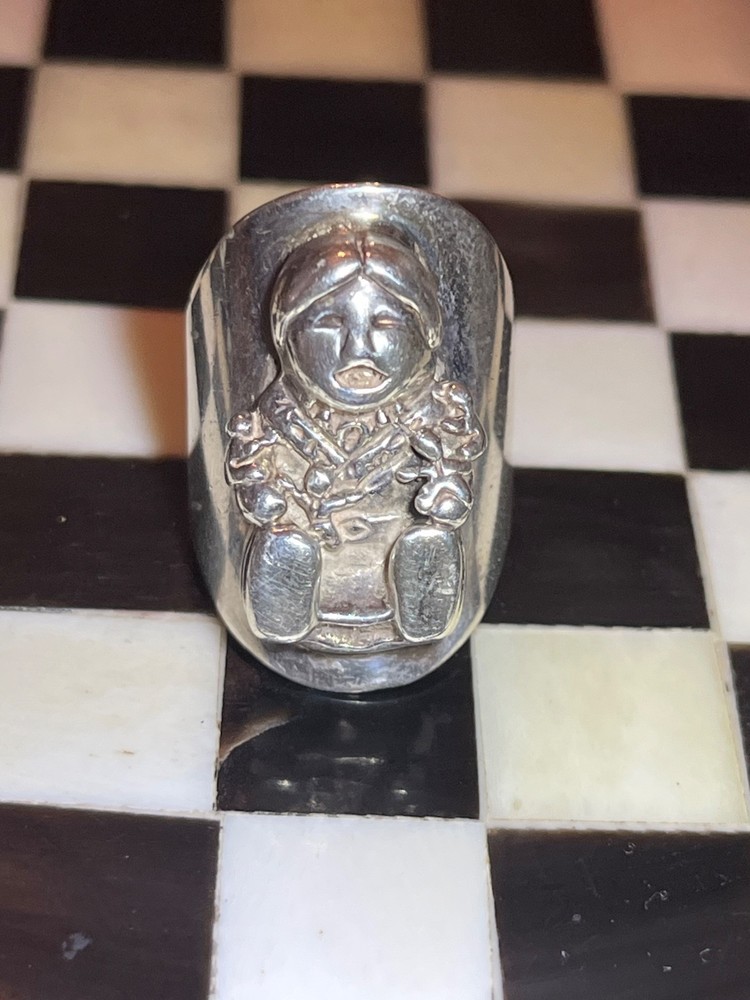 OLD PAWN REVIVAL CAROL FELLEY STERLING STORYTELLER s6 RING 925 040319@