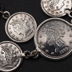 Vintage Silver Engraved CoinDesign Bracelet, 17.5cm Not specified