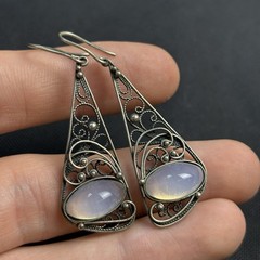 Vintage Filigree Earrings Made in USSR, Soviet Silver-plated