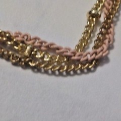 7″ Faux Pearls, Gold Tone & Pink Chains Cross Bracelet – Liz Claibourne