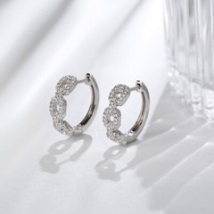 Cuban Link Huggie Women Earrings 2.0 Ct Lab Created Diamond 14K White Gold