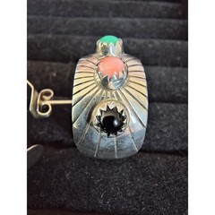 Vintage Sterling Silver Southwest Artisan Signed Earrings Turquoise-Like Stones