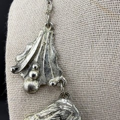 Vintage Peruvian Art Necklace Faces Figural Silver Tone 16”