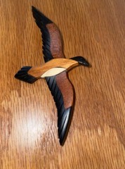 Hand Made Varied Wood Bird In Flight Pin Brooch