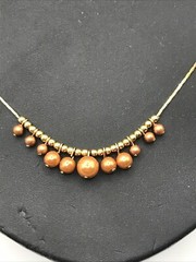 Medici Faux Pearl Autum Bead Gold Tone Chain Necklace 17″