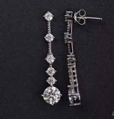 Art Deco Lab Created Diamond Engagement Wedding Drop/Dangle 925 Silver Earrings