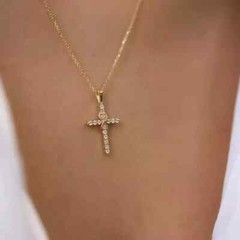 2.00Ct Round Cut Lab Created Diamond 925 Silver Cross Engagement Women’s Pendant