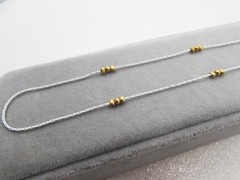 Vintage White Enamel Chain Necklace- Boston Link- Tiny Gold Beads- Minimalist