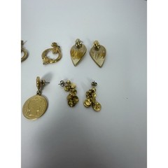 Vintage Mixed Lot 4 Pairs 2 Singles Gold Tone Enamel 1980s 1990s Dangle Earrings
