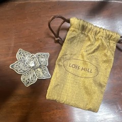 Lois Hill Sterling Silver Flower Brooch Pin, Nature Theme, With Pouch