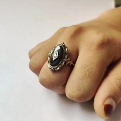 Art Deco Style 925 Silver Victorian handmade Black onyx Anniversary Wedding Ring