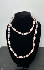 Unique Rare Asian Oriental Agate Cabochon Style Bead Necklace 52” Inches Long