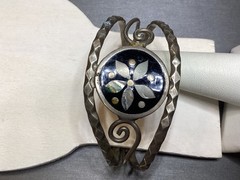 VINTAGE ALPACA MEXICO INLAY STYLE CUFF BRACELET JEWELRY