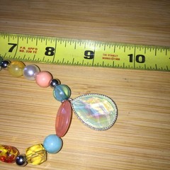 Vintage Multi-Color Beaded Necklace Silver Tone Metal Acrylic Glass Beads Boho