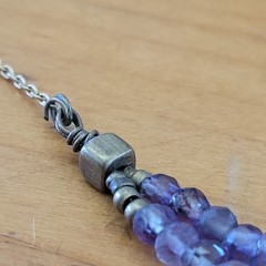Vintage Amethyst Bead Necklace Double Strand Delicate Purple 18 Inch