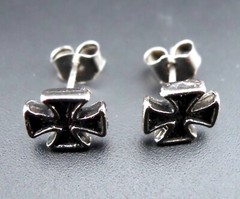 Iron Cross Earrings NEW Vintage 80’s Stud/Post Motorhead Biker Heavy Metal