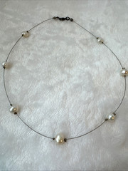 STUNNING demure Sterling Silver 925 baroque genuine pearl chain Necklace y2k 90s