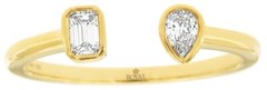 .22CT DIAMOND 14KT YELLOW GOLD 3D PEAR SHAPE & EMERALD CUT TENSION FUN LOVE RING