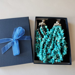 Vintage Multi-Strand Turquoise Chip Statement Necklace | 18–20″ Adjustable