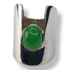 Argentium Silver 935 and Jade Statement Ring Size 10.25 Signed