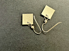 Vintage 1990’s Minimalist Green Geometric Square Dangle Earrings