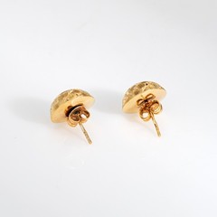 Vintage Portuguese 19k Yellow Gold Textured Stud Earrings Star Buttons