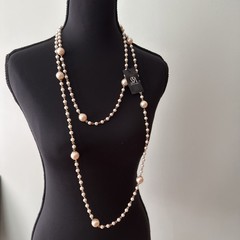Saks Fifth Avenue 65 Inch VINTAGE Large Pearl Necklace Gold Tone C Photo $69.00
