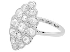 Antique 1.54 Ct Diamond & 18k White Gold Platinum Set Marquise Ring 1910s