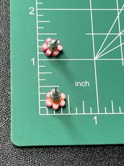 Vintage Smiley Face Pink Polymer Clay Flower Stud Earrings