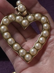 Vtg 1980s BIJOUX GIVENCHY Pearl Heart Necklace & NWT Clip-On Earrings Set