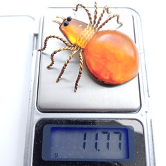 Vintage Spider Brooch Amber Color Resin. Made in the USSR