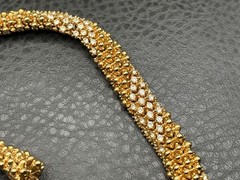 Rare Ciner Gold Tone Encrusted Crystal Rhinestone Thick V Shape Choker Necklace