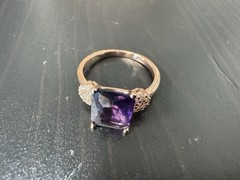 585 14K RG Stamped Rose Gold Indigo Crystal Floral Gem Size 7 Ring