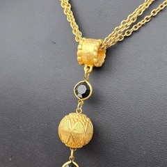 Vintage Tassel Necklace Black Gold Tone Long Layering Statement Runway