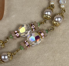 Vtg Kirks Folly Kissing Cherubs Pendant Necklace AB Rhinestones Retired 1990’s
