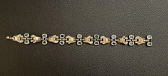 RARE DECO 1940’s STERLING SILVER AQUAMARINE TRIFARI PAVE RHINESTONE BRACELET