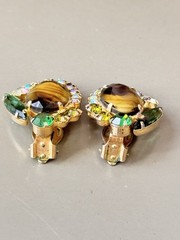 Vintage Verified JULIANA Green Art Glass Bracelet Brooch/Pendant Earring Set