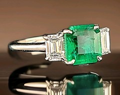 14K White Gold Natural Emerald Ring 1.73ct Radiant Cut w/ 0.80ct Diamond Accents