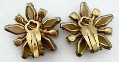 Juliana D&E Book Piece Brown Coffin Rhinestone Gold Bracelet & Clip-On Earrings