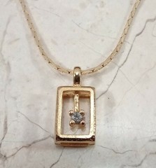 Ronte Beverly Hills VTG Simulated Diamond Shadowbox Necklace 17″ Snake Chain