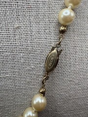 Vintage AVON Gold Tone Faux Pearl Beaded Strand Knotted Necklace 18”