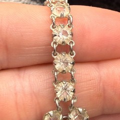 Vintage Rhinestone Tennis Bracelet Open Bezel Pale Blue 6.5” READ